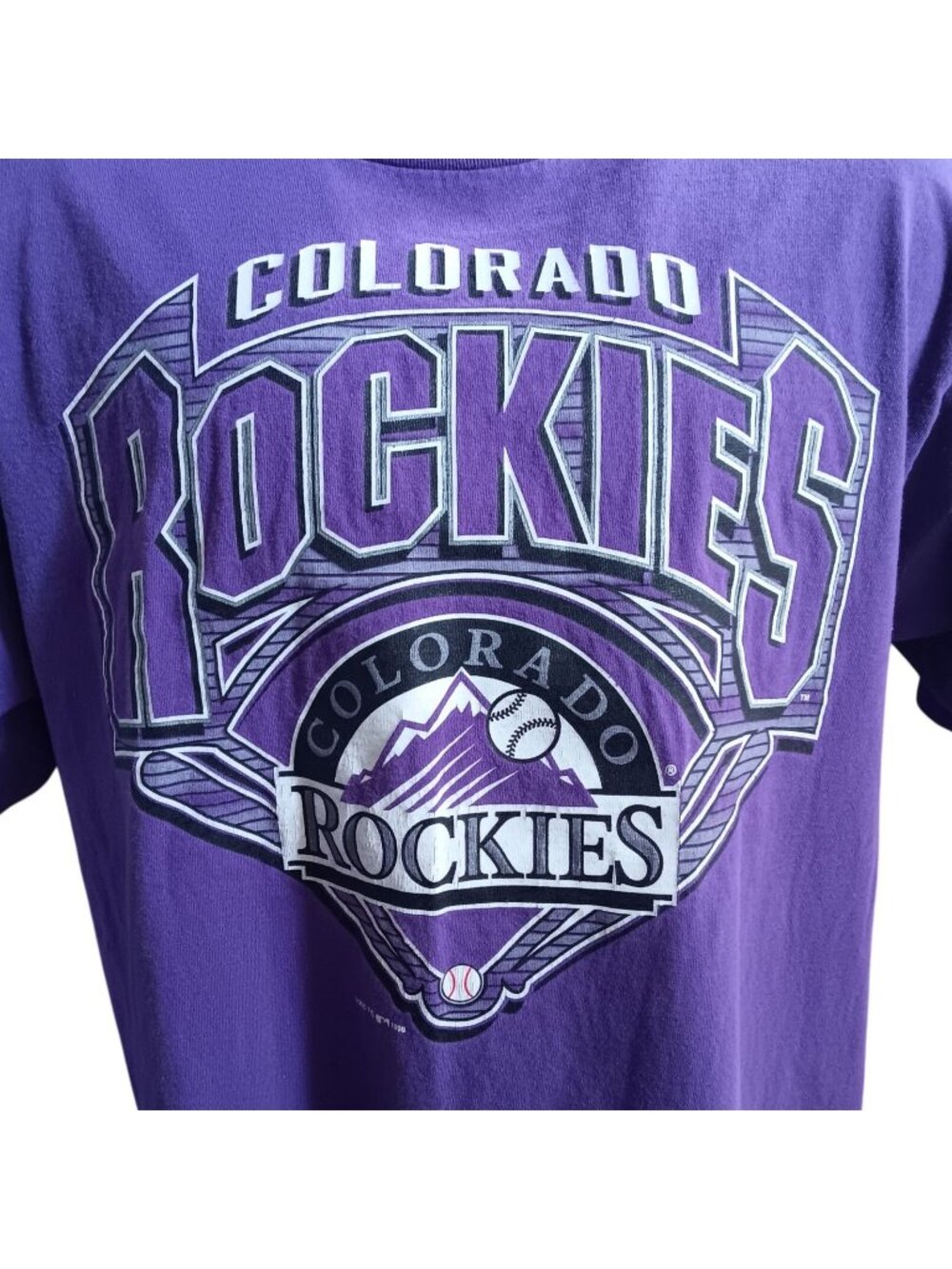 Colorado Rockies Vintage  XL T-shirt 1998 Logo 7 1990's MLB Baseball